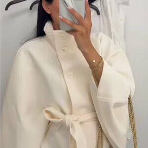 Very Elegant Cream white Belted Coat / Shawl